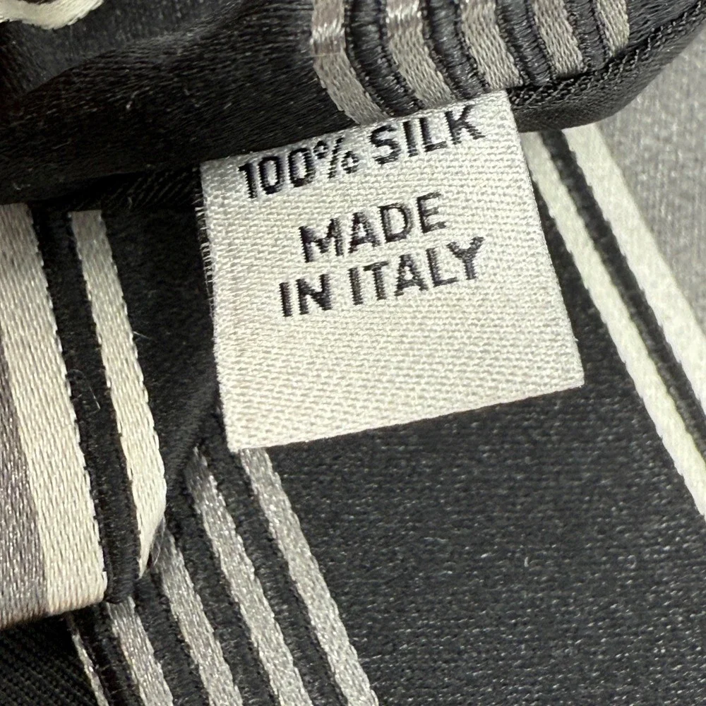 Valentino Repp Striped Silk Tie Black Gray White Tie 3.25